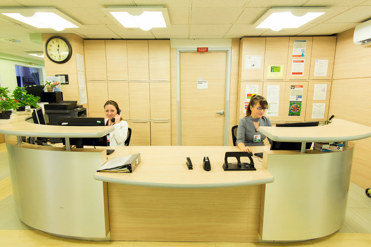 Front Desk with receptionists